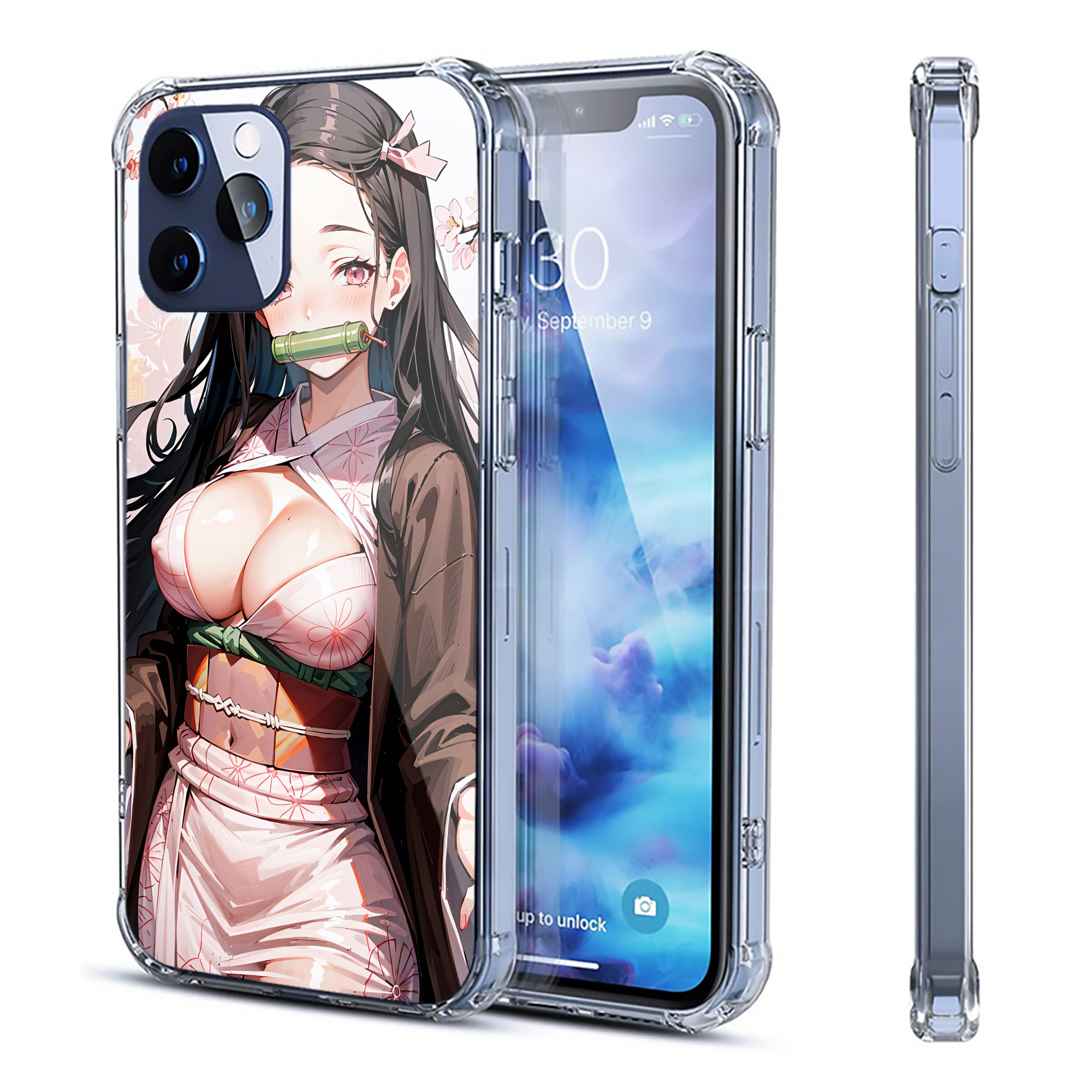 （画像用） 鬼滅の刃（きめつのやいば）竈門 禰󠄀豆子／かまど ねずこ Kamado Nezuko 【iPhone 12シリーズ対応】透明スマホケース（クリアソフトケース）